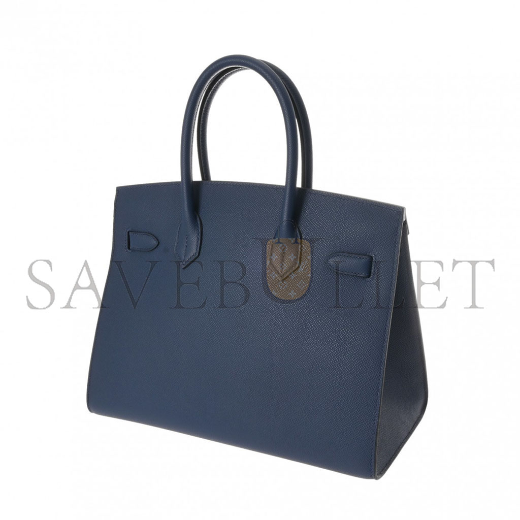 HERMES MASTER BIRKIN 25 EPSOM LEATHER DARK BLUE SILVER BUCKLE BAG H028369CKS4 (25*20*13cm)